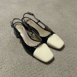 Elegant Black and Cream Women's Slingback Shoes